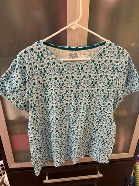 croft & barrow Blue and Teal Short Sleeve Printed Women's Tee